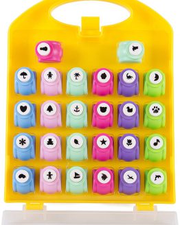 Scrapbook Paper Punch - 26pc Mini Paper Hole Punchers w Case - All Different Crafting Designs